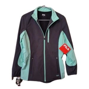 Fila Stretch Sport SoftShell Mint Green/Gray Water Resistant Active Jacket NWT S